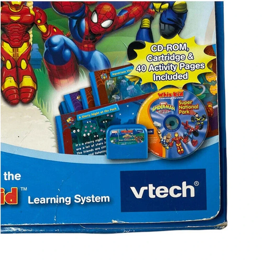 V Tech Whiz Kid CD & Cartridge Marvel Spider-Man‎ & Friends Super National Park